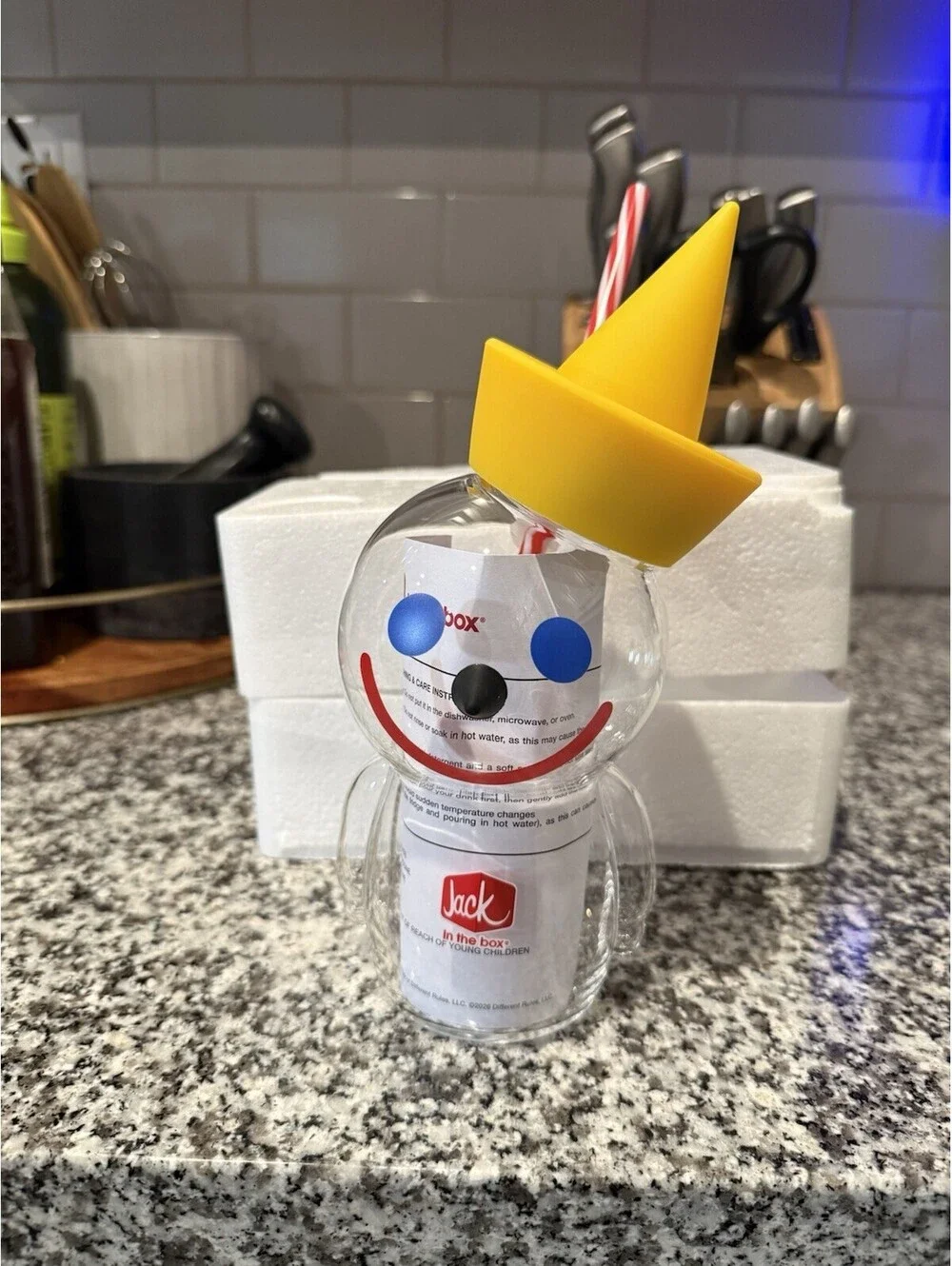 Jack In The Box Glass Sipper Limited Edition Cup w/Straw In Hand New